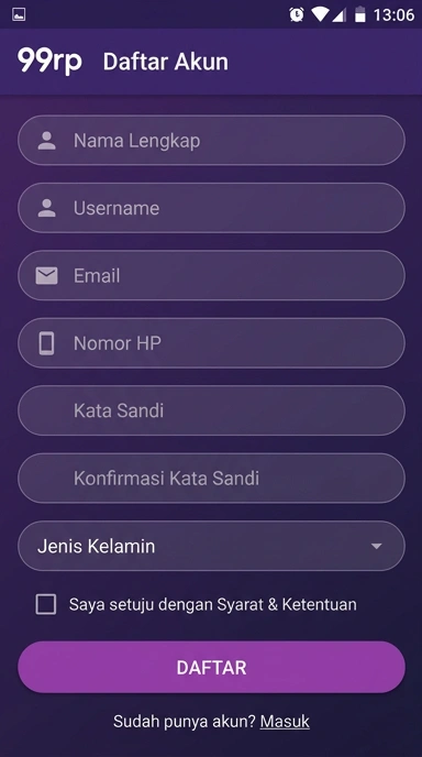 Panduan Registrasi Akun Baru 99rp untuk Android