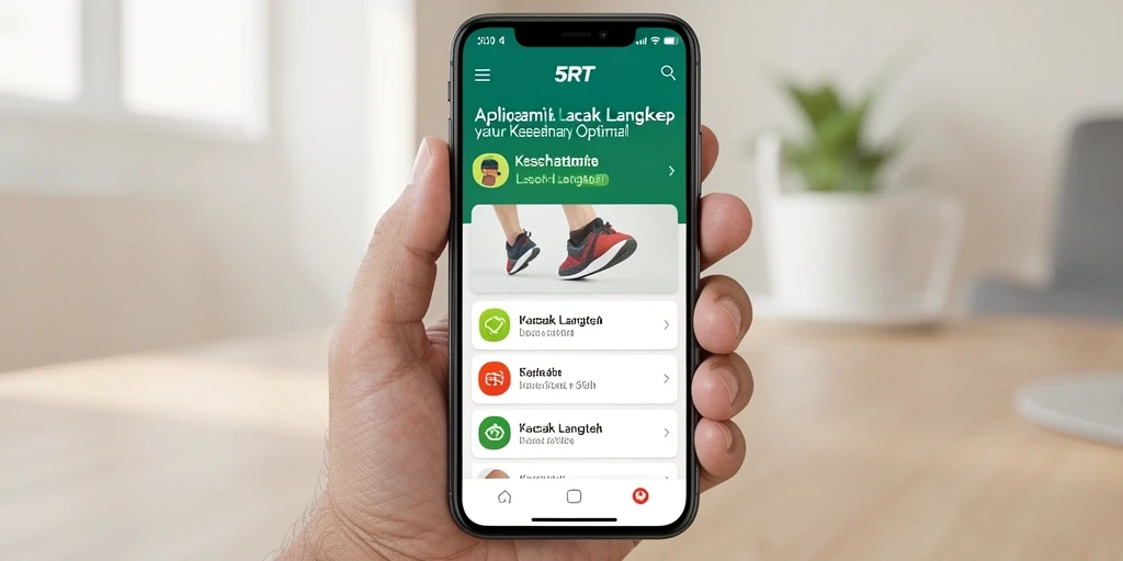 Antarmuka 5RT yang user-friendly menunjukkan statistik langkah secara langsung.