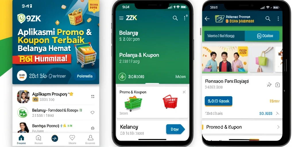 Tampilan antarmuka aplikasi 9ZK dengan berbagai kupon menarik.
