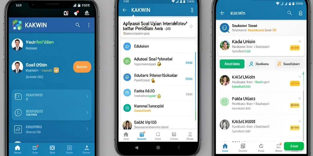 Antarmuka aplikasi KAKWIN dengan fitur soal ujian interaktif.
