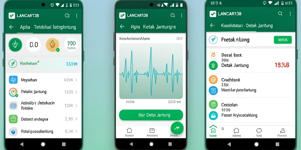 Tampilan antarmuka aplikasi LANCAR138 untuk pengukuran detak jantung.