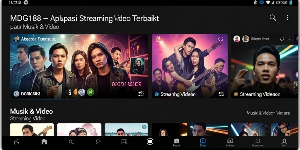 Screenshot utama MDG188 menampilkan antarmuka aplikasi Streaming Video yang menarik.