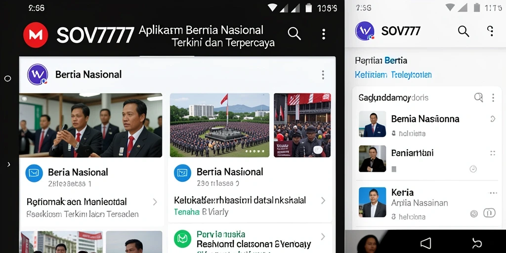 Tampilan antarmuka SOV777 dengan berita nasional terbaru.